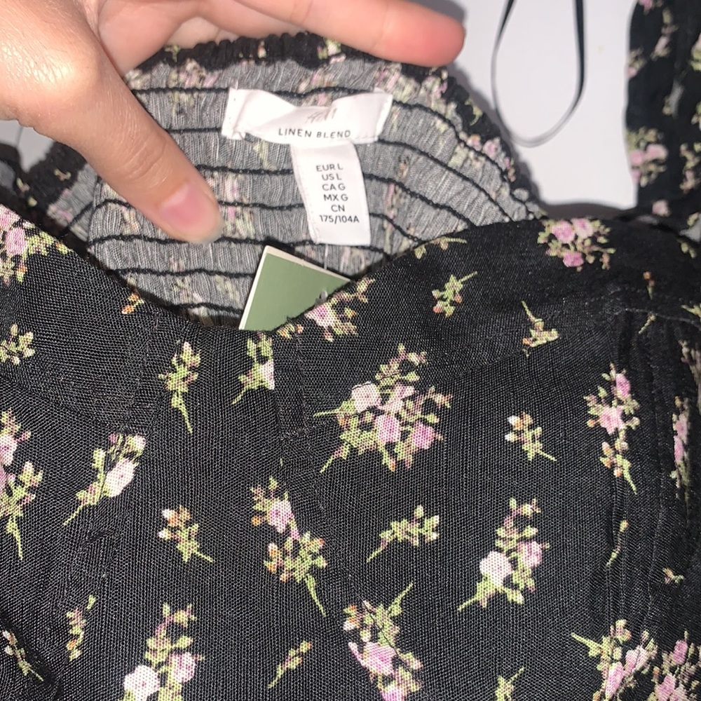 H&M | Floral Corset Top Size Large Brand New Black - Picture 5 of 8